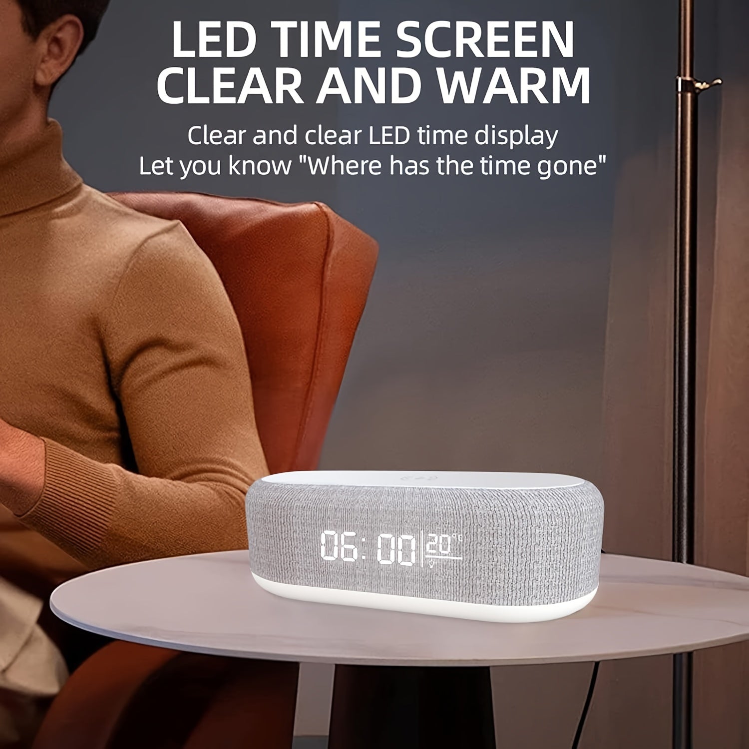 Wireless Charger Alarm Clock with Night Light