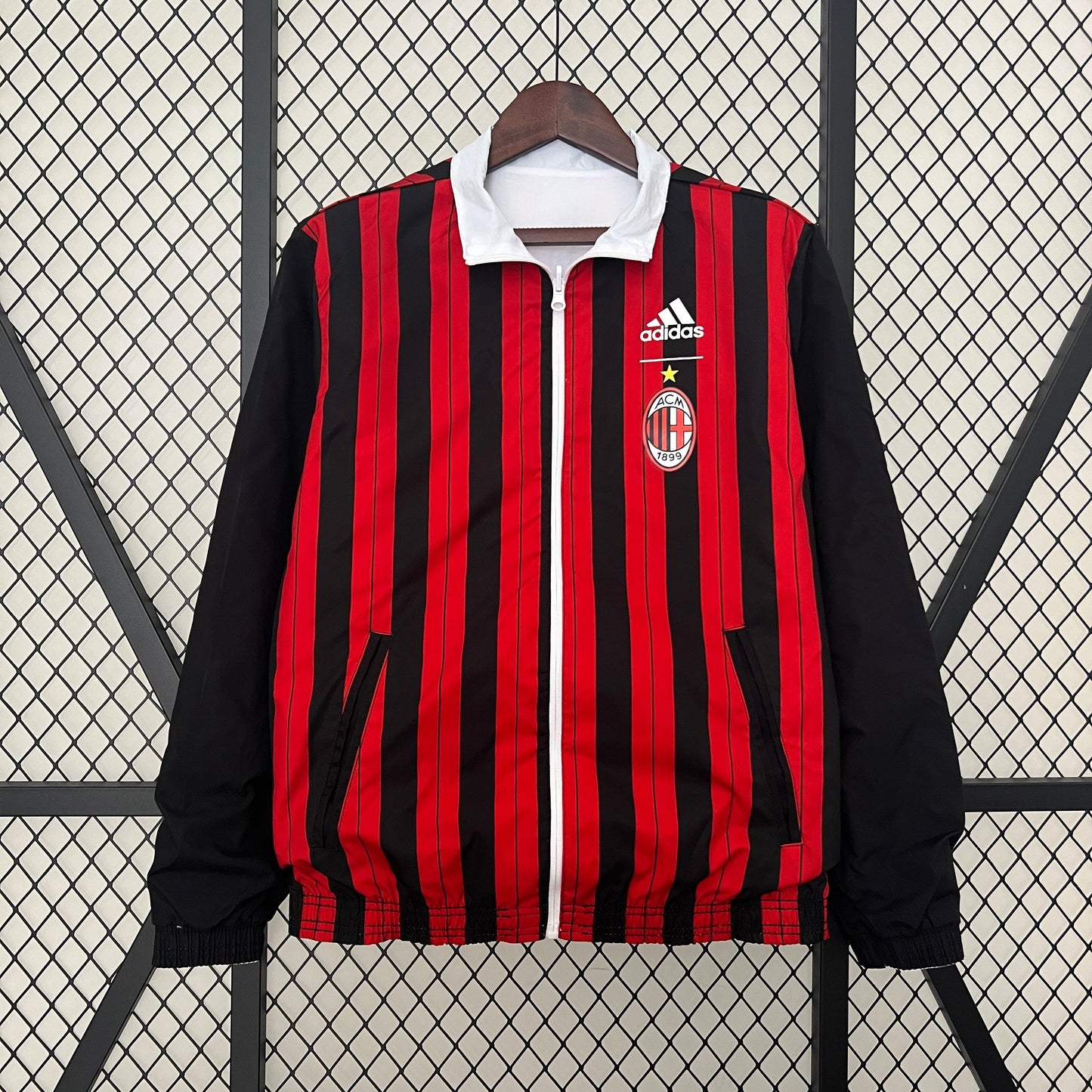 AC Milan 24/25 reversible trench coat red and black side front