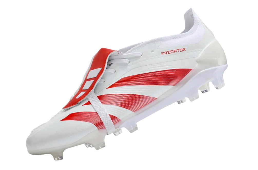 Adidas Predator Elite Red & White Cleats - Firm Ground with Enhanced Grip