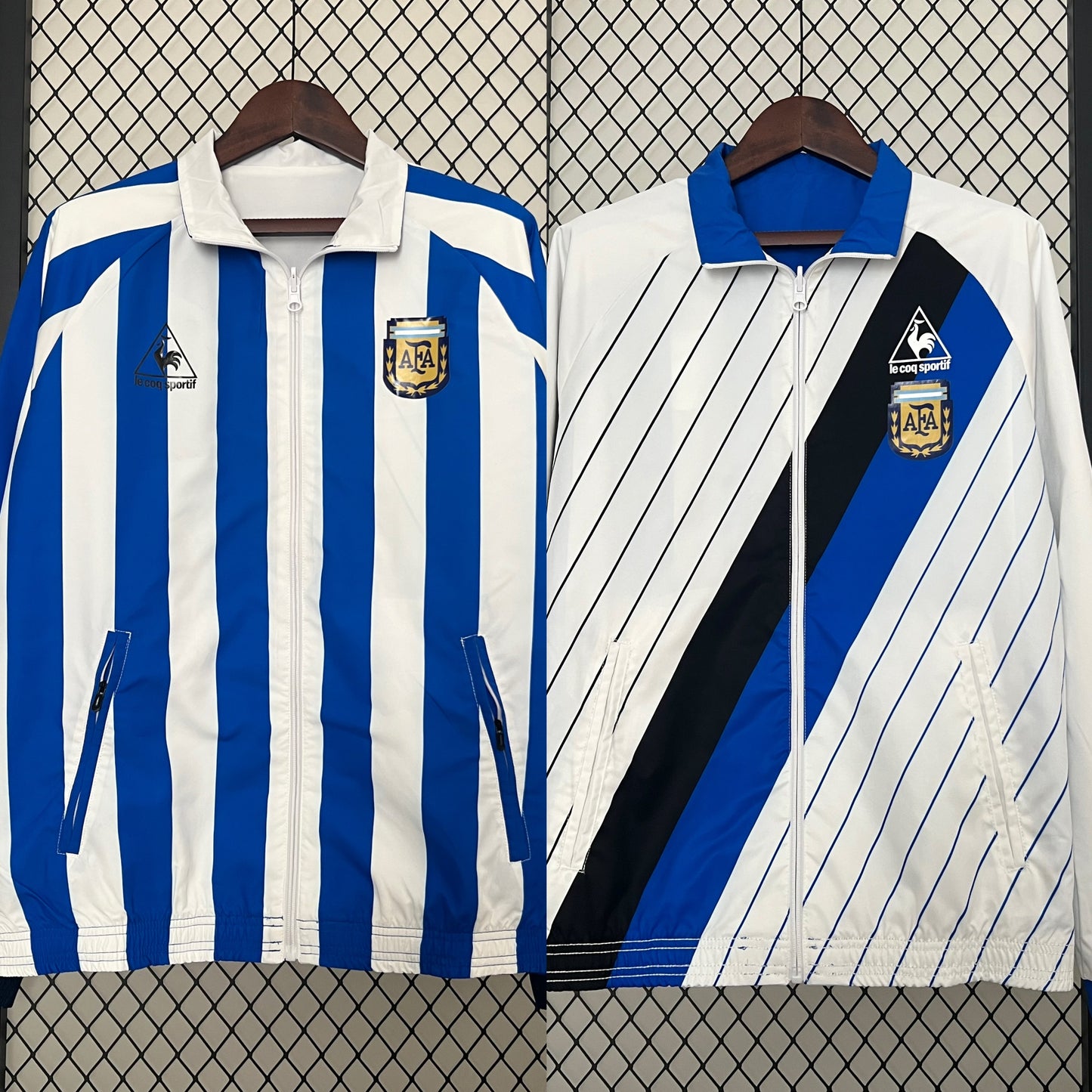 Argentina 2024 Reversible Trench Coat front view – light blue side