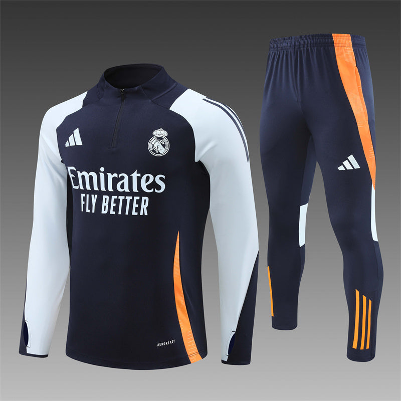 Survêtement Real Madrid bleu marine/gris/orange