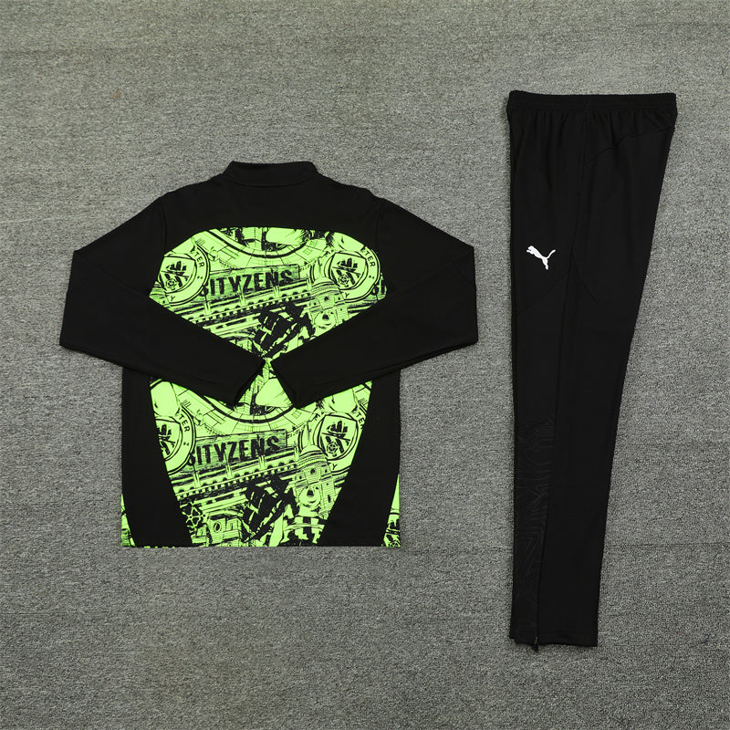 Back side of the Manchester City black and green tracksuit 24/25