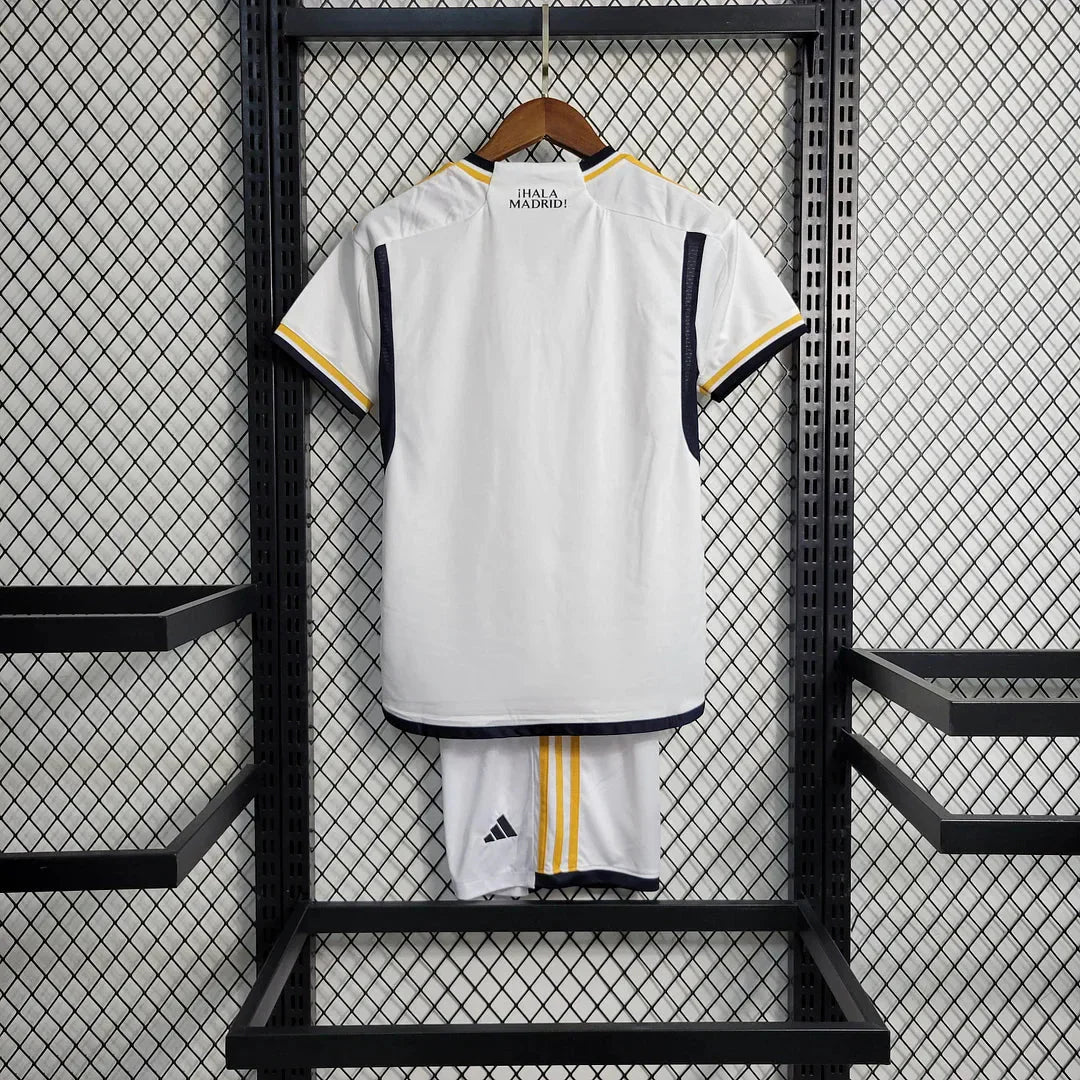 Kids official Real Madrid Adidas football kit 2023