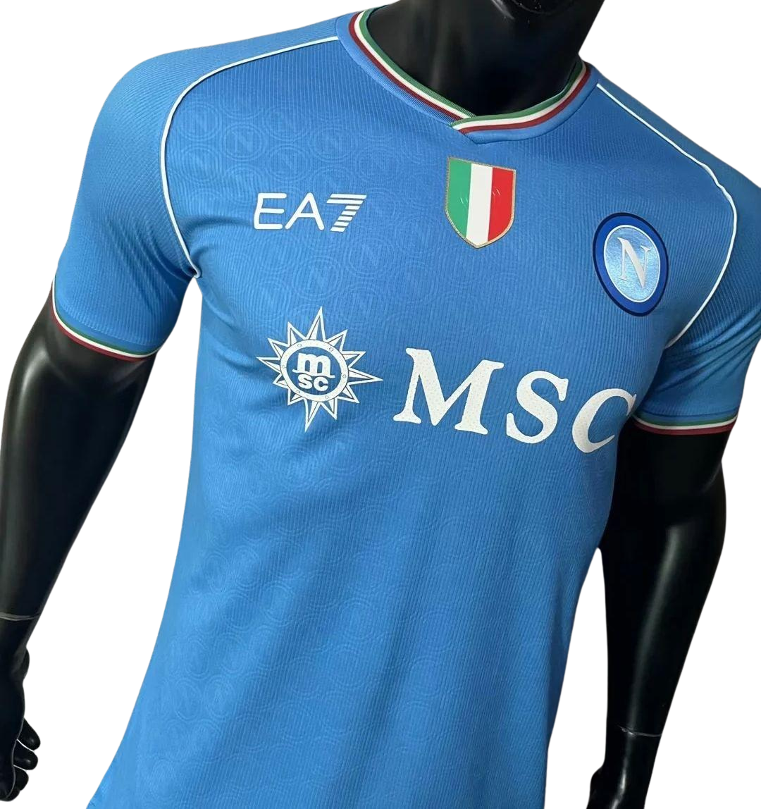 Napoli 23-24 Home Jersey – Stylish Sleeve Design with Kappa Accents and Player Performance Fit
