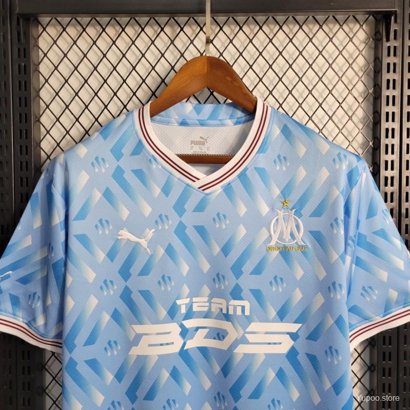 Olympique Marseille 23-24 Blue Training Jersey – Stylish Sleeve Design with Puma Details