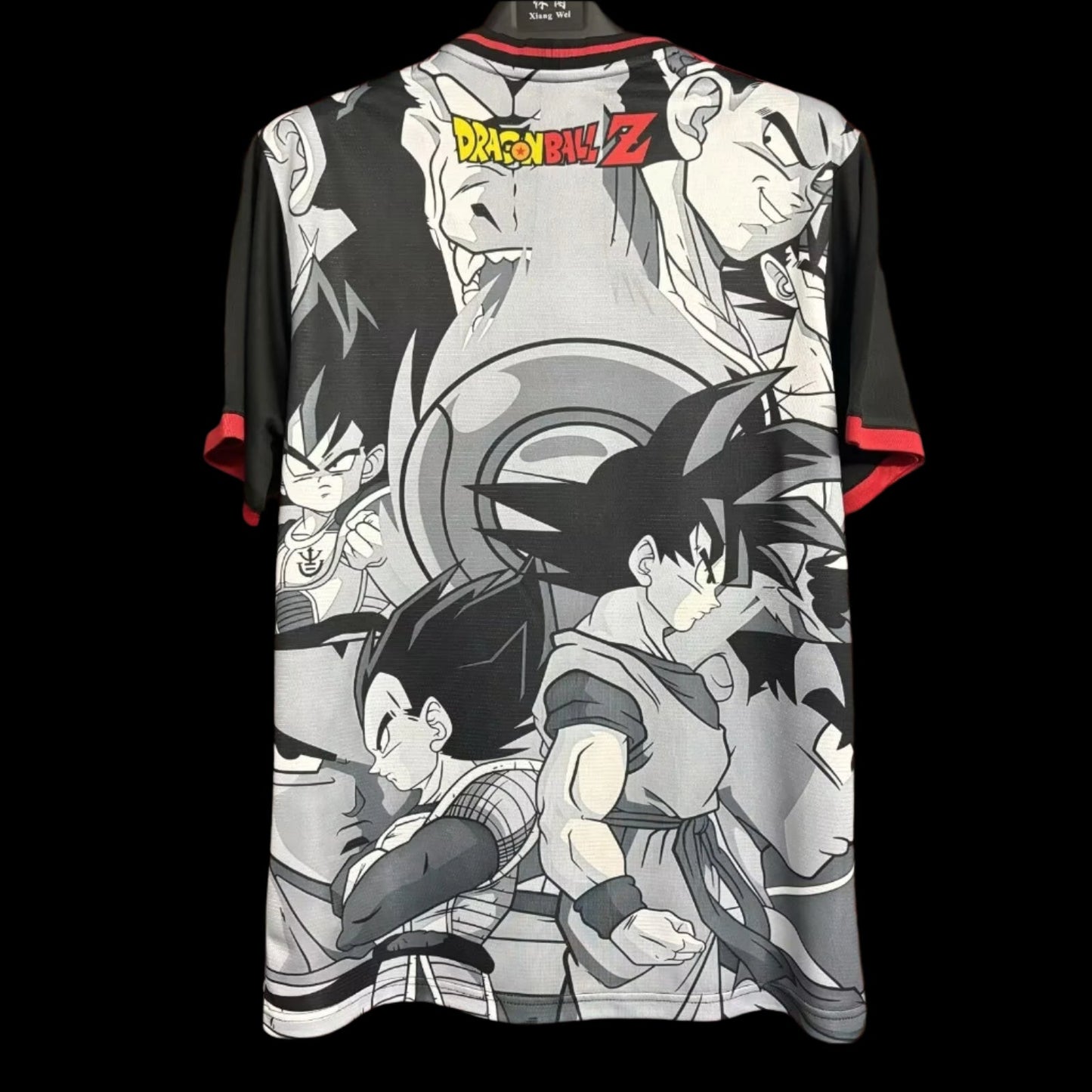 Close-up of Japan Dragon Ball Z 24/25 Shirt, emphasizing vibrant Dragon Ball Z details on the official Japan football jersey