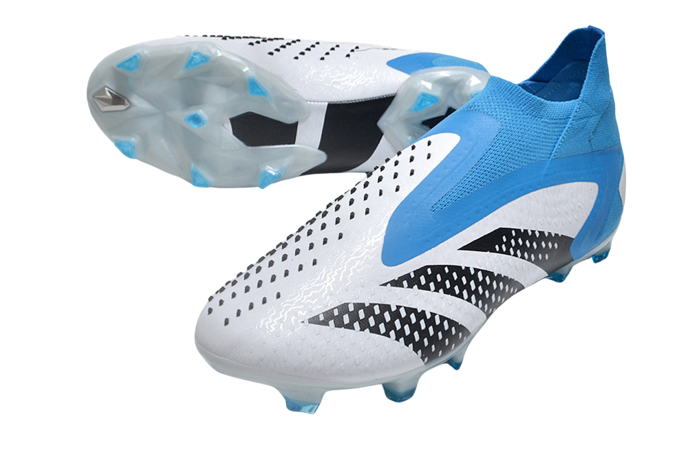 Adidas Predator Accuracy Elite BRANCO + AZUL – White and Blue Soccer Cleats for Precision and Power