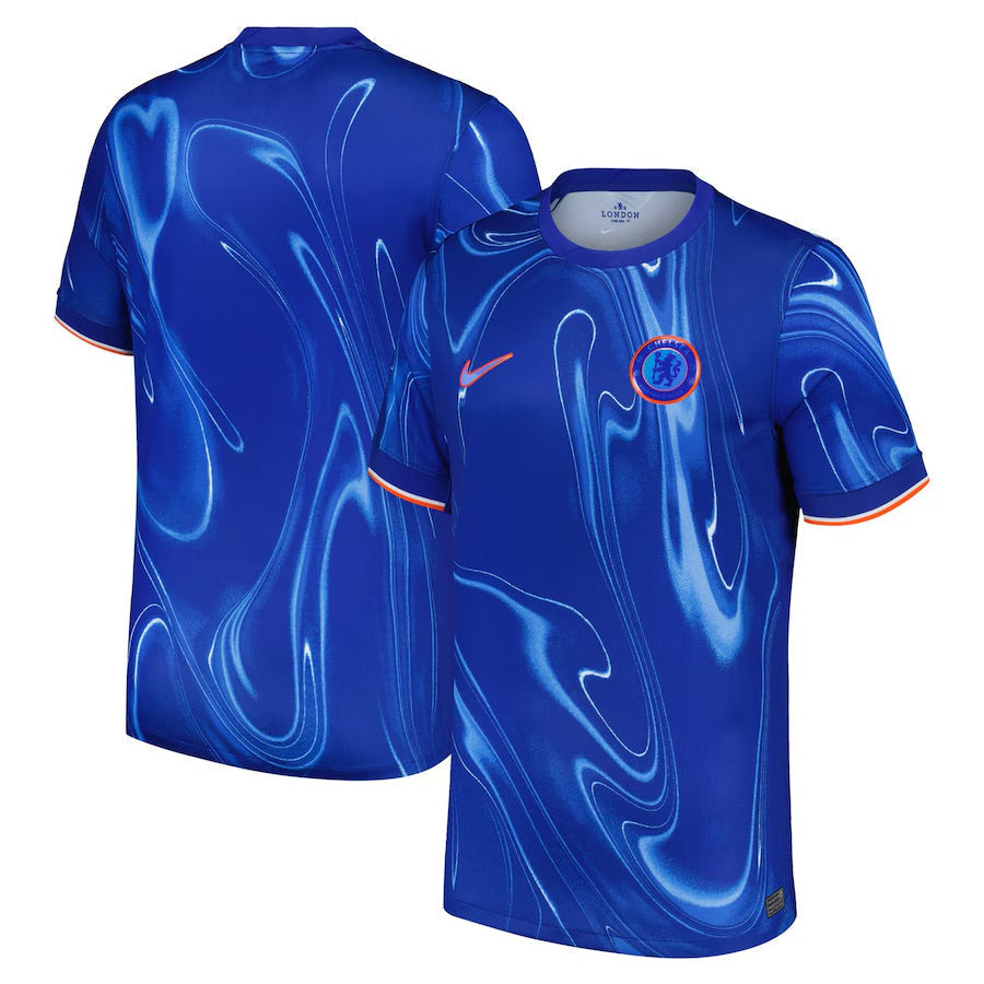 Chelsea 24/25 Home Jersey Sleeve Detail highlighting the stylish trim