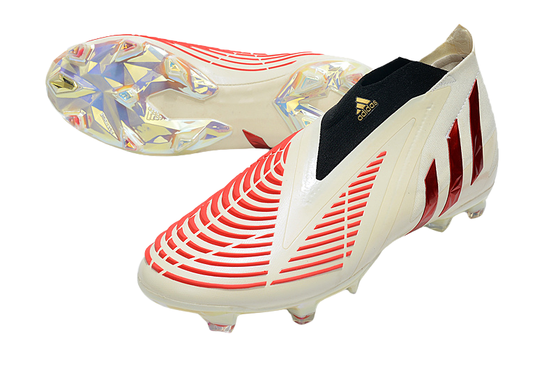 Adidas Predator Edge FG – White, Vivid Red, and Gold Soccer Cleats for Precision and Power
