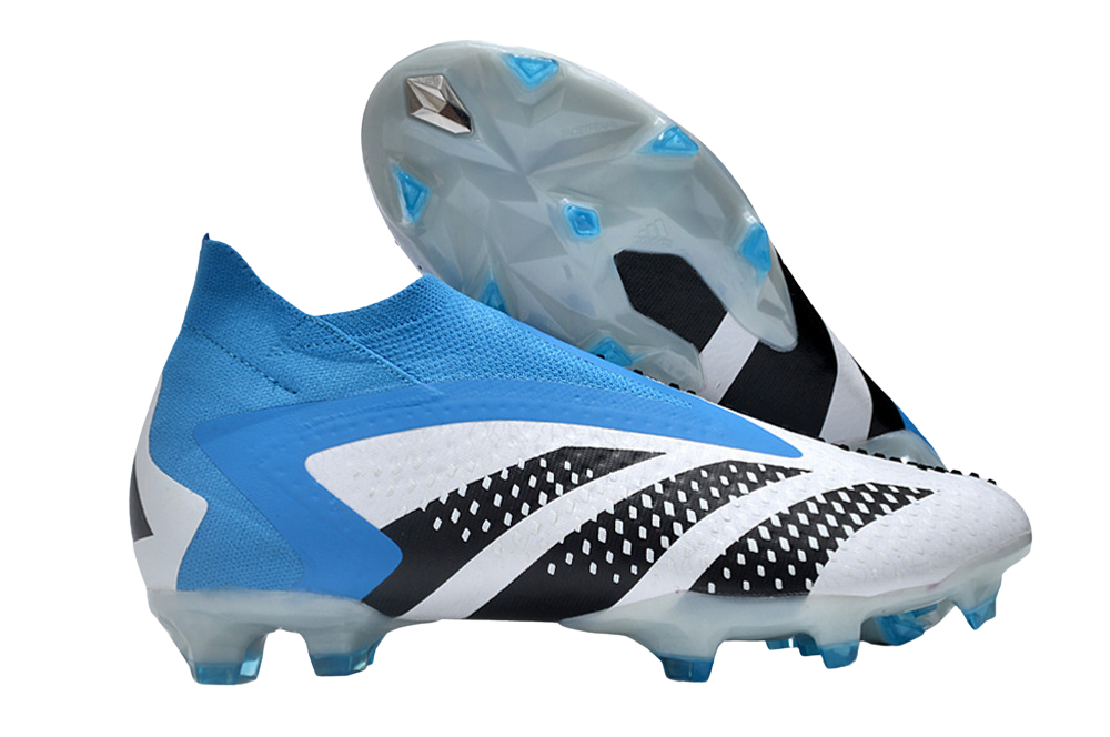 Adidas Predator Accuracy Elite BRANCO + AZUL – White and Blue Soccer Cleats for Precision and Power