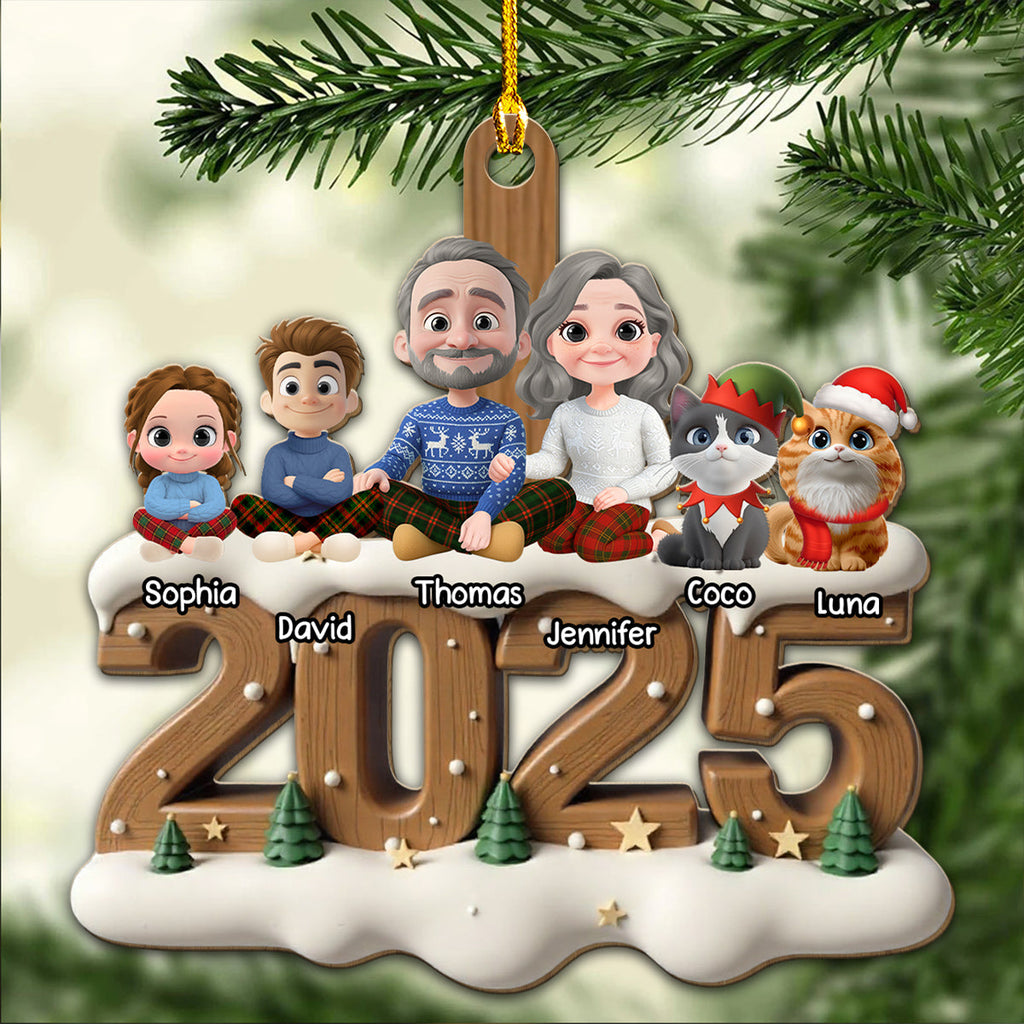 As A Family With Cats - Personalized Custom 3D Effect Wood Ornament