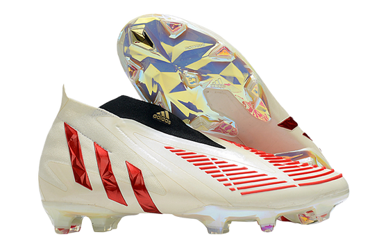 Adidas Predator Edge FG – White, Vivid Red, and Gold Soccer Cleats for Precision and Power
