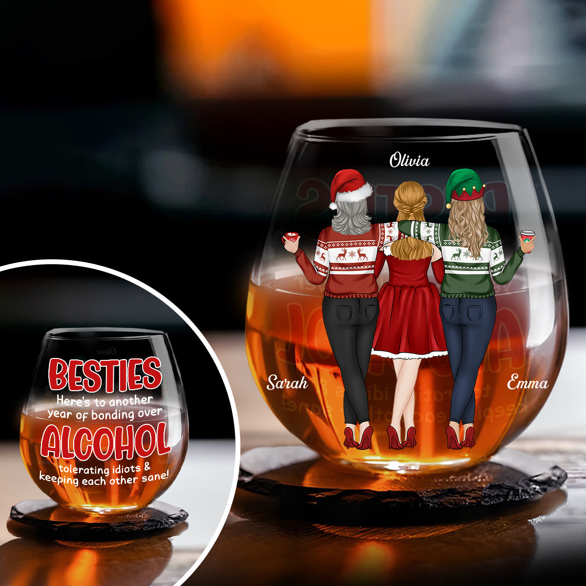 Alcohol Tolerating Christmas - Personalized Custom Wine Glass