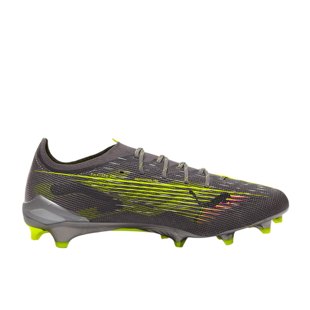 Puma Ultra 5 Ultimate FG Soccer Cleats (Matte Aged Silver-Yellow Alert-Sun Struck)