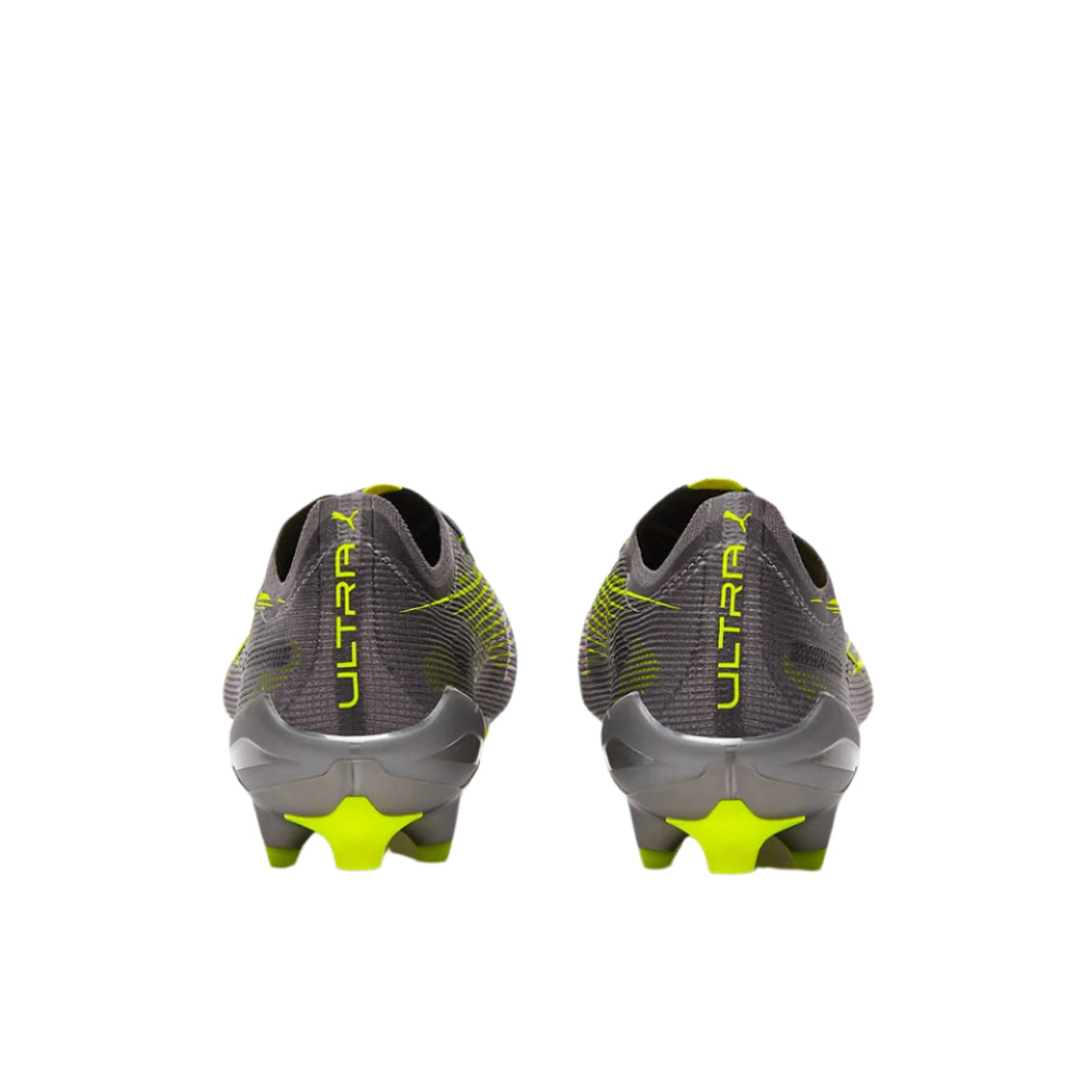 Puma Ultra 5 Ultimate FG Soccer Cleats (Matte Aged Silver-Yellow Alert-Sun Struck)