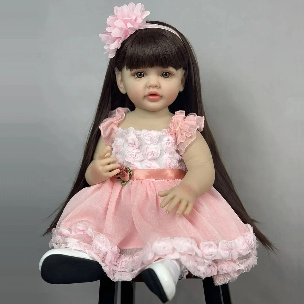 Dolls Vinyl Reborn Toddler Girl in Dress