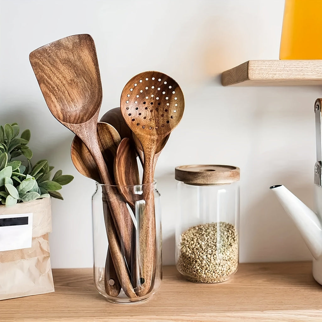 Wooden Cooking Utensils Set for Non-Stick Pans