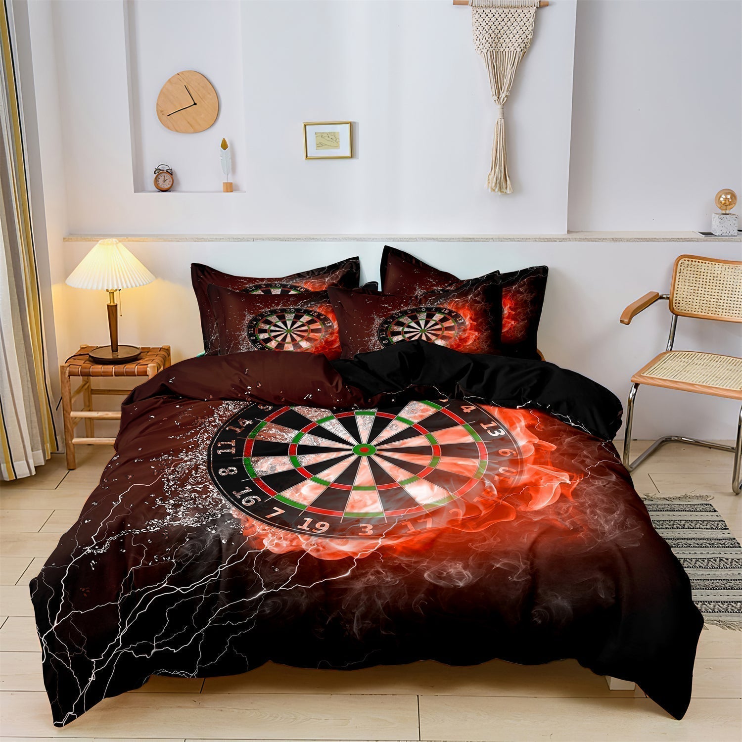 Cotton Duvet Set with Dartboard Print Design