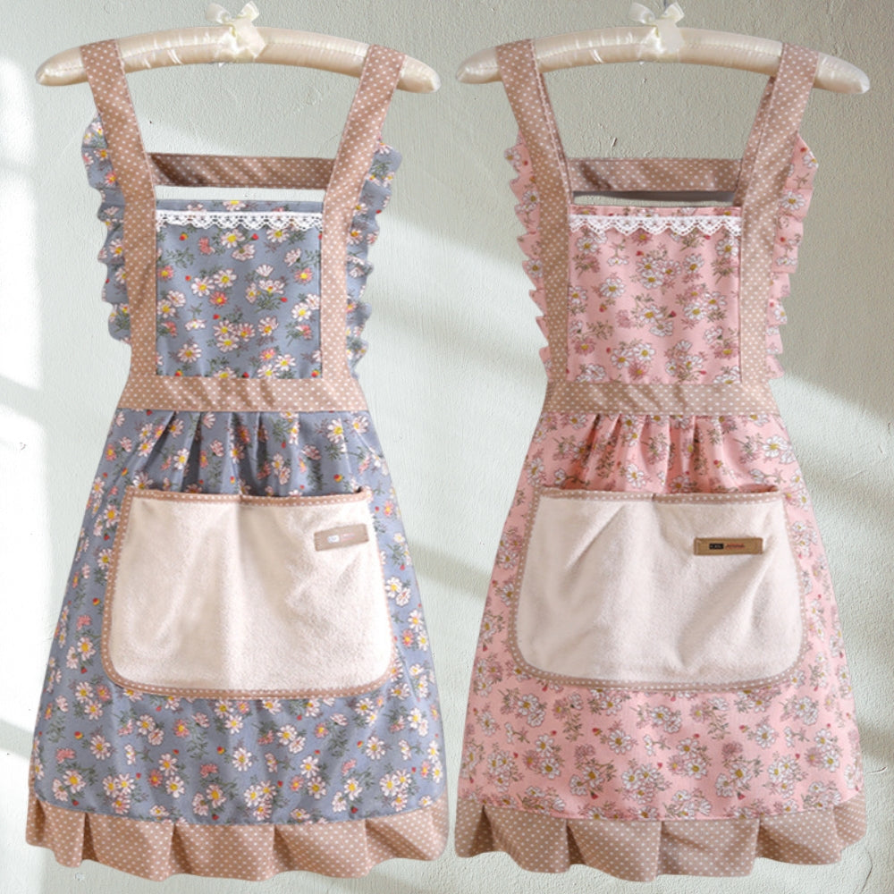 Apron Cotton Floral Waterproof Kitchen Wear