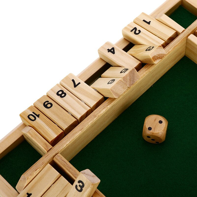 Wooden Shut the Box Dice Game Board