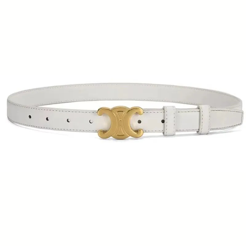 Leather Waist Belt with Gold Buckle Detail