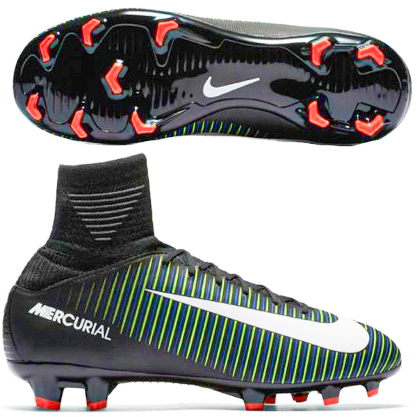 Nike Jr Mercurial Superfly V FG Firm Ground Soccer Cleats (Black/Green)