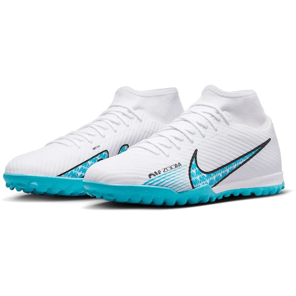 Nike Superfly 9 Academy Turf Soccer Shoes (White/Baltic Blue)
