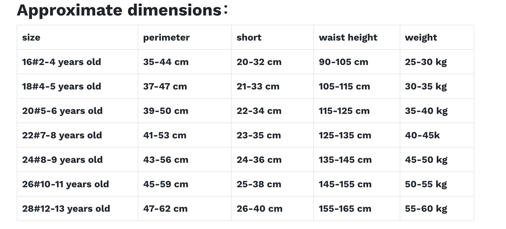 Barcelona 2023 kids home kit approximate dimensions