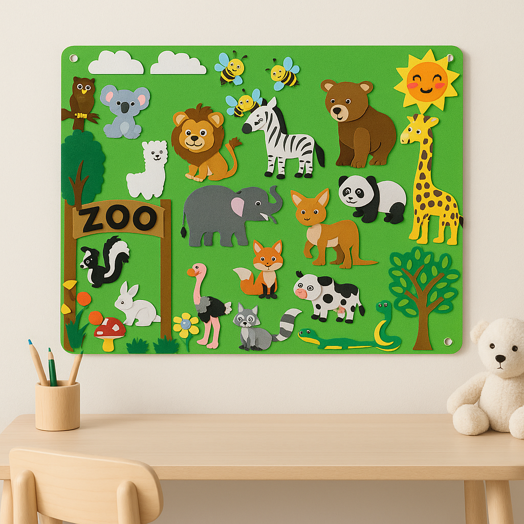 Wall Art Felt Board Zoo Learning Toy