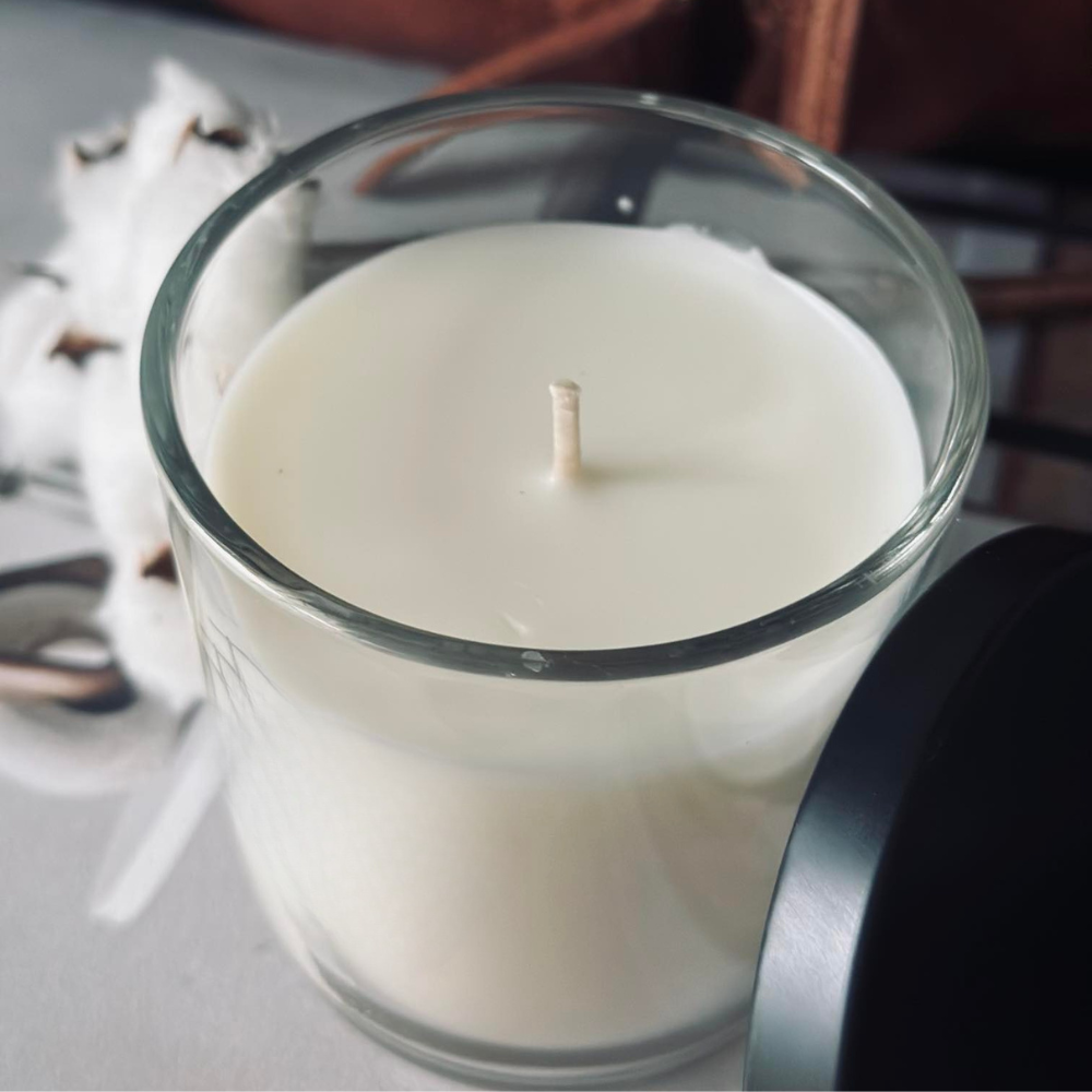 Scented Candle Coconut Wax Jar White Glass