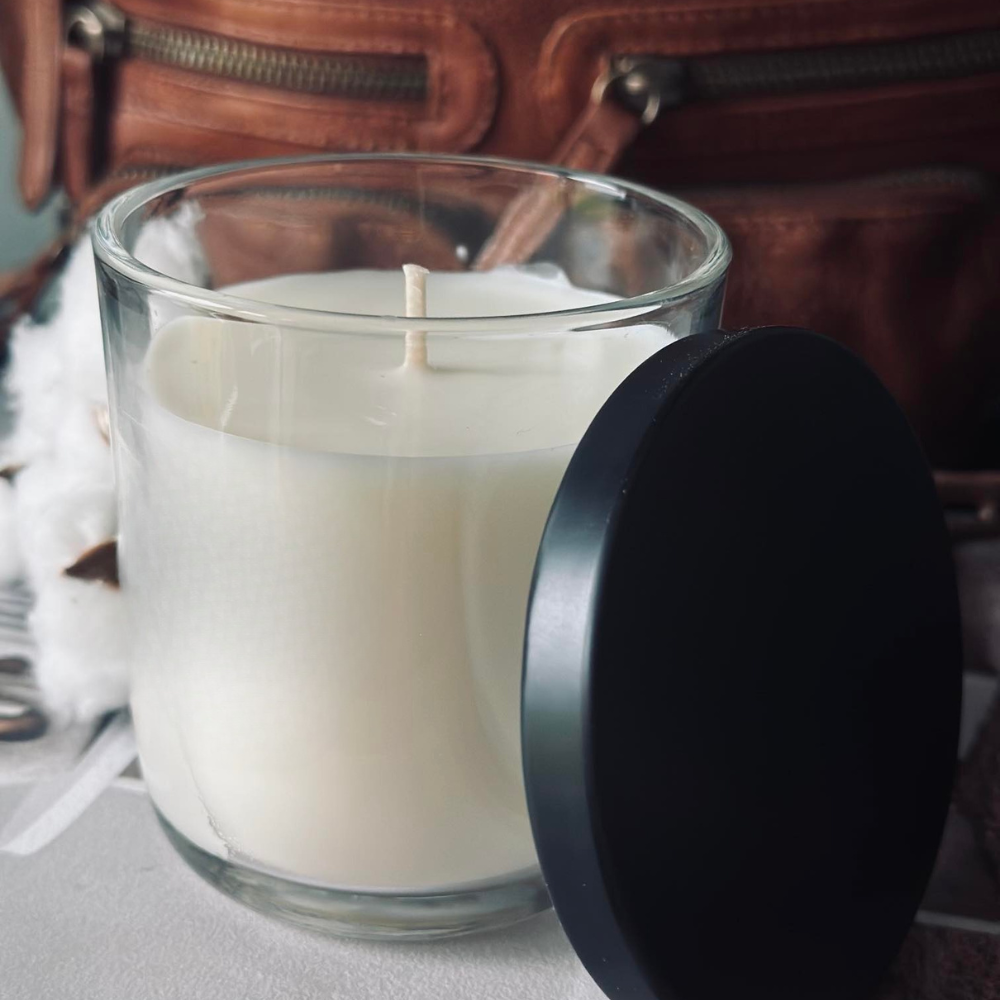 Scented Candle Coconut Wax Jar White Glass