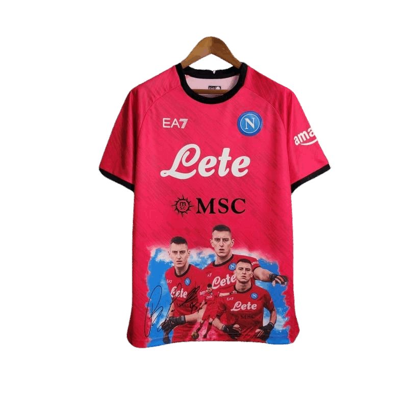 23-24 Napoli Face Game Lozano Red Kit – Fan Version Jersey with Bold Design