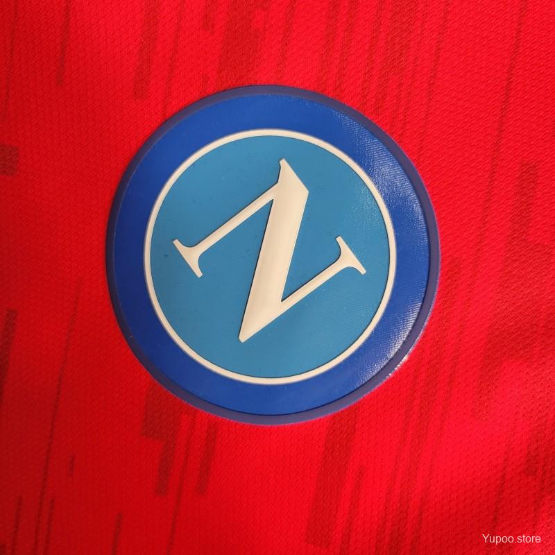 Napoli 23-24 Lozano Red Kit – Embroidered Napoli Crest and Kappa Branding