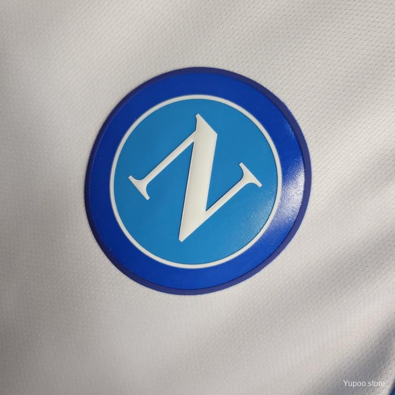 Napoli 23-24 Lozano White Kit – Embroidered Club Crest and Kappa Branding