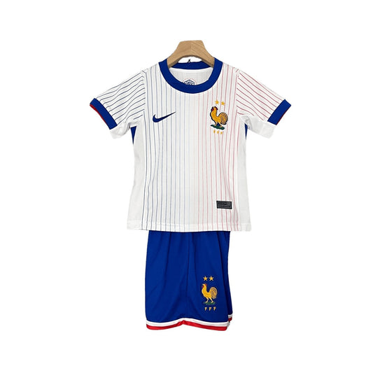 23/24 France Away Kids Kit – Official Youth Jersey with Blue and Red Design