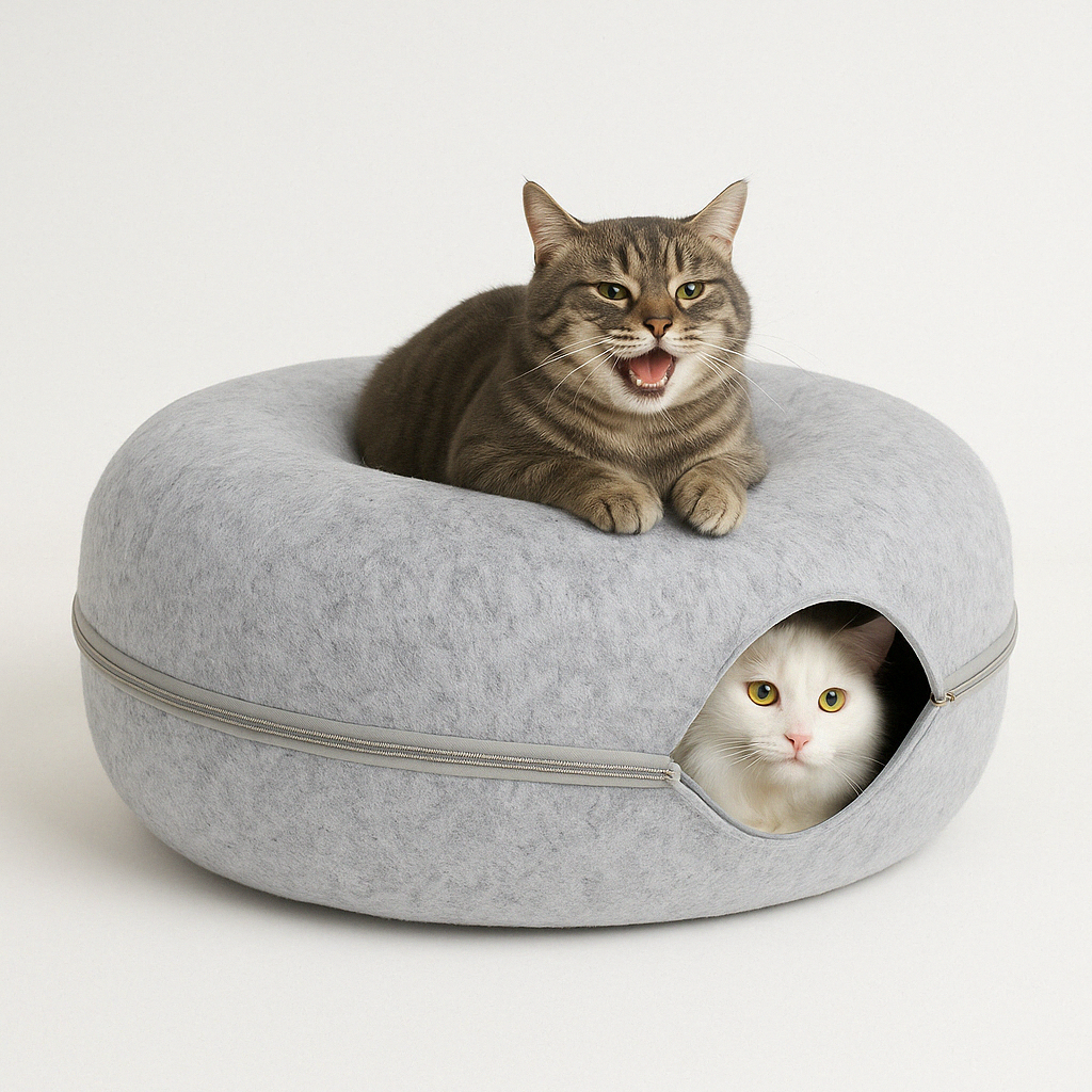 Cat Bed Felt Tunnel Cave for Multi Cats