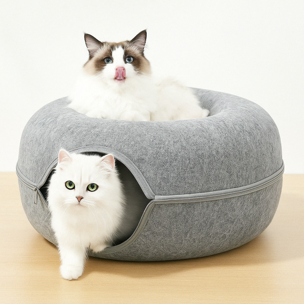 Cat Bed Felt Tunnel Cave for Multi Cats