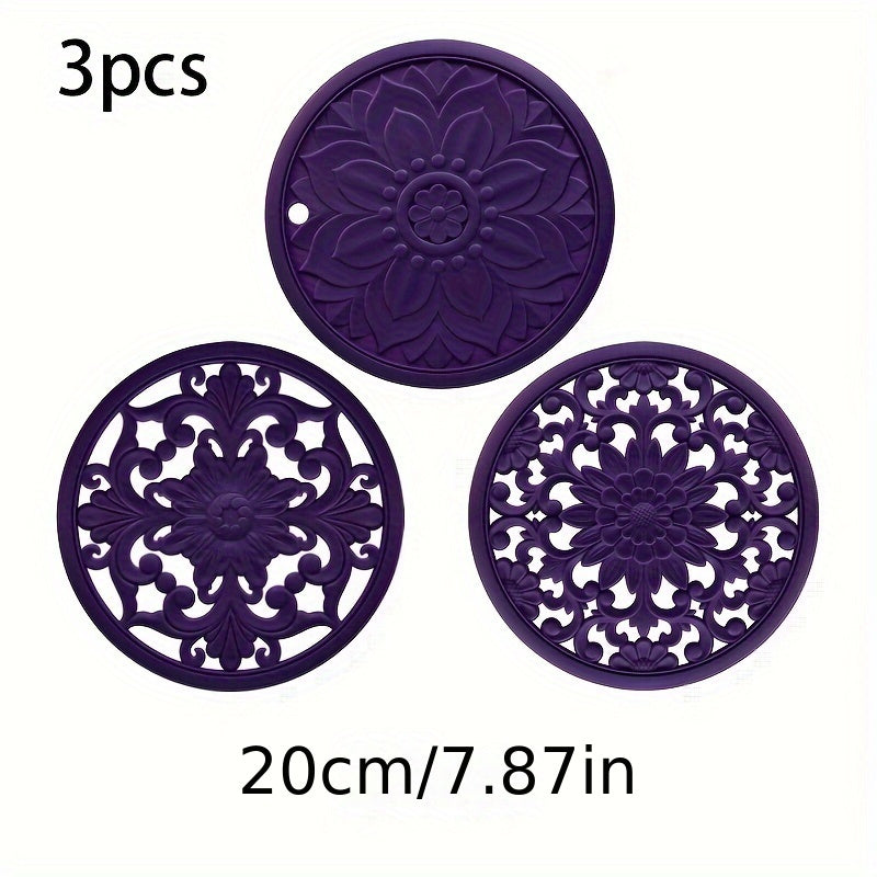 Heat Resistant Silicone Trivet Mat Set