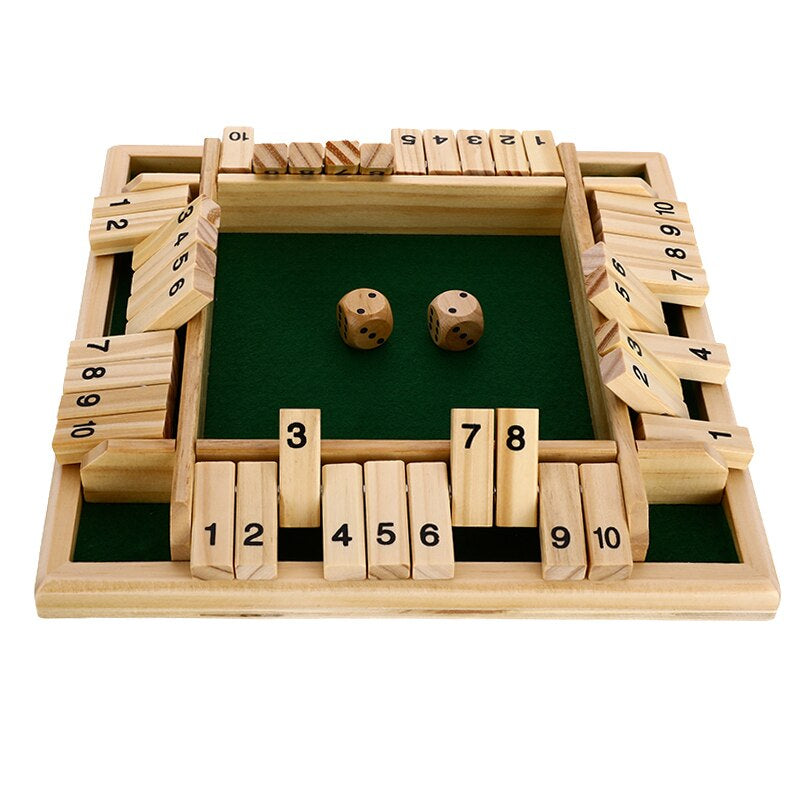 Wooden Shut the Box Dice Game Board