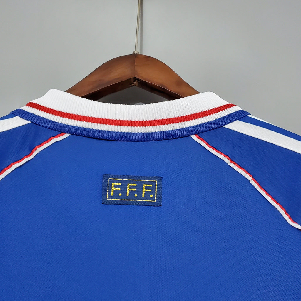 France 1998 Retro Jersey – Embroidered French National Team Crest and Player Number