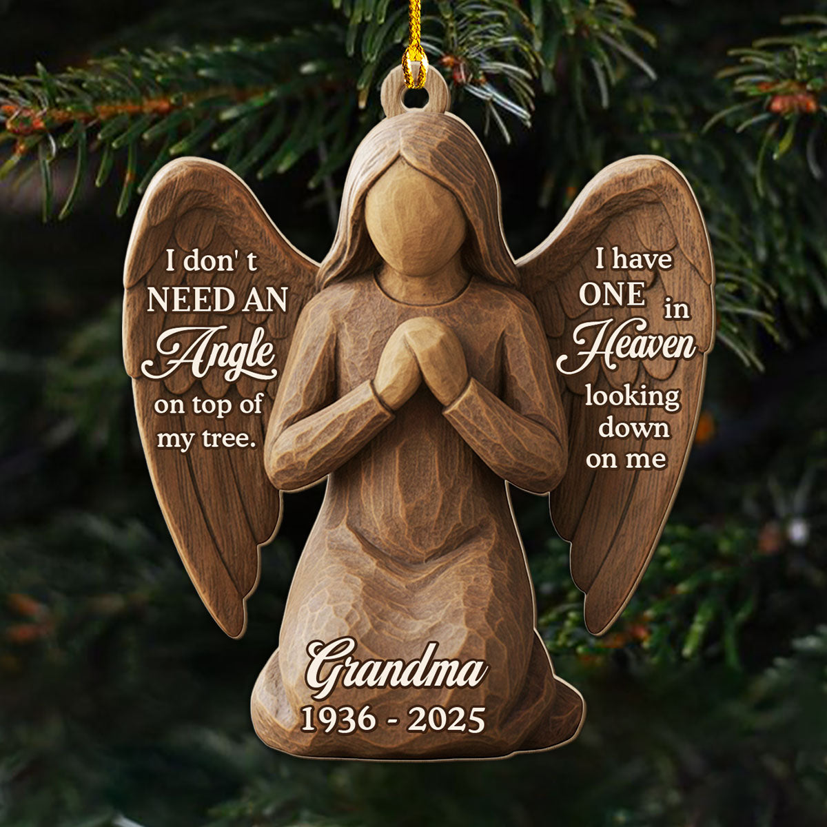Angel In Heaven Looking Down - Personalized Custom 3D Effect Wood Ornament