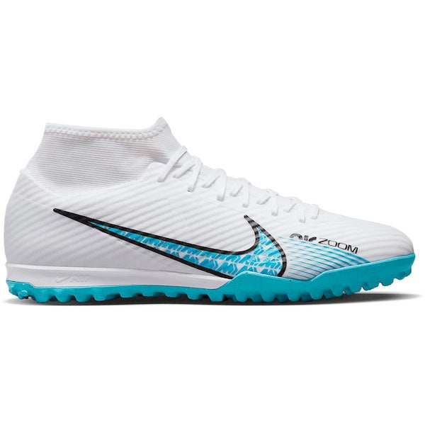 Nike Superfly 9 Academy Turf Soccer Shoes (White/Baltic Blue)