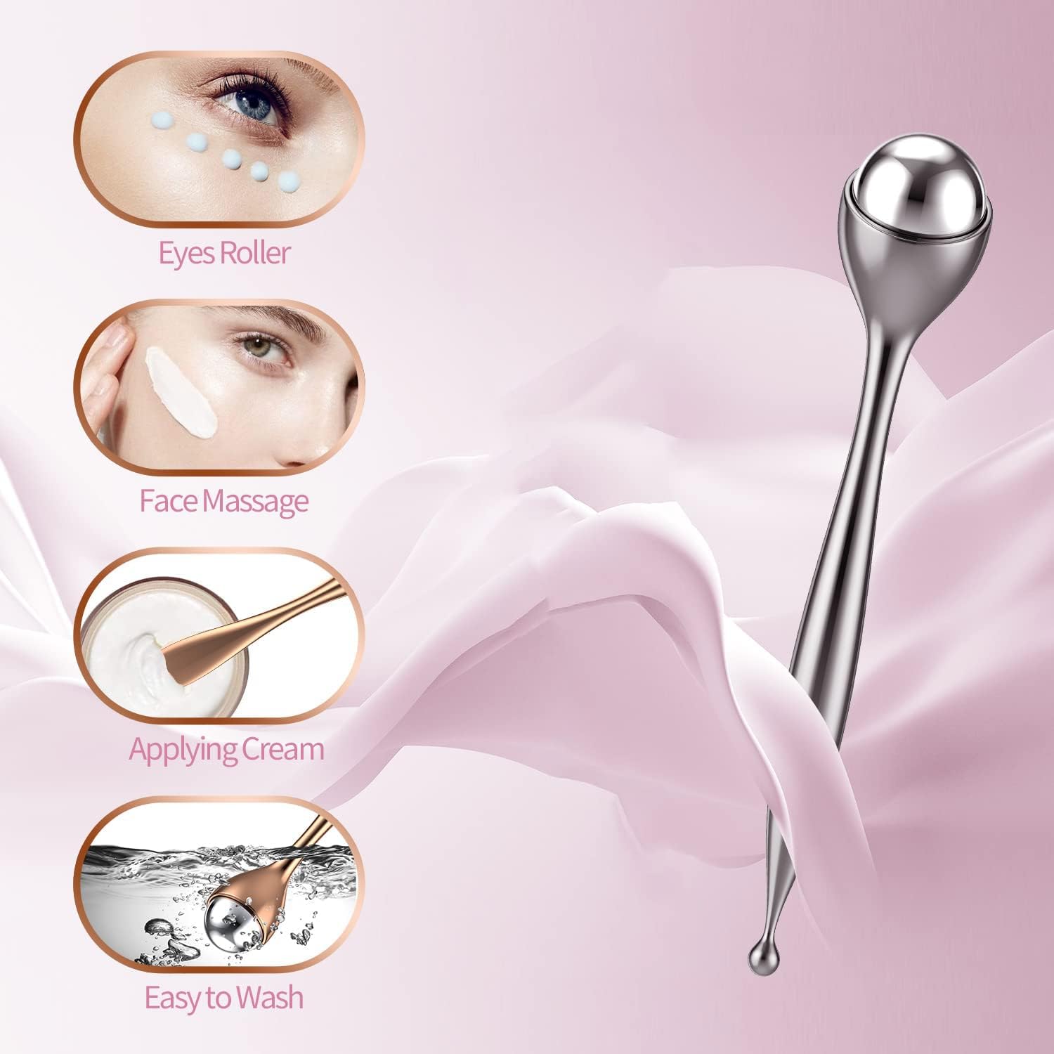 Facial Roller Stainless Steel Puffiness Massager