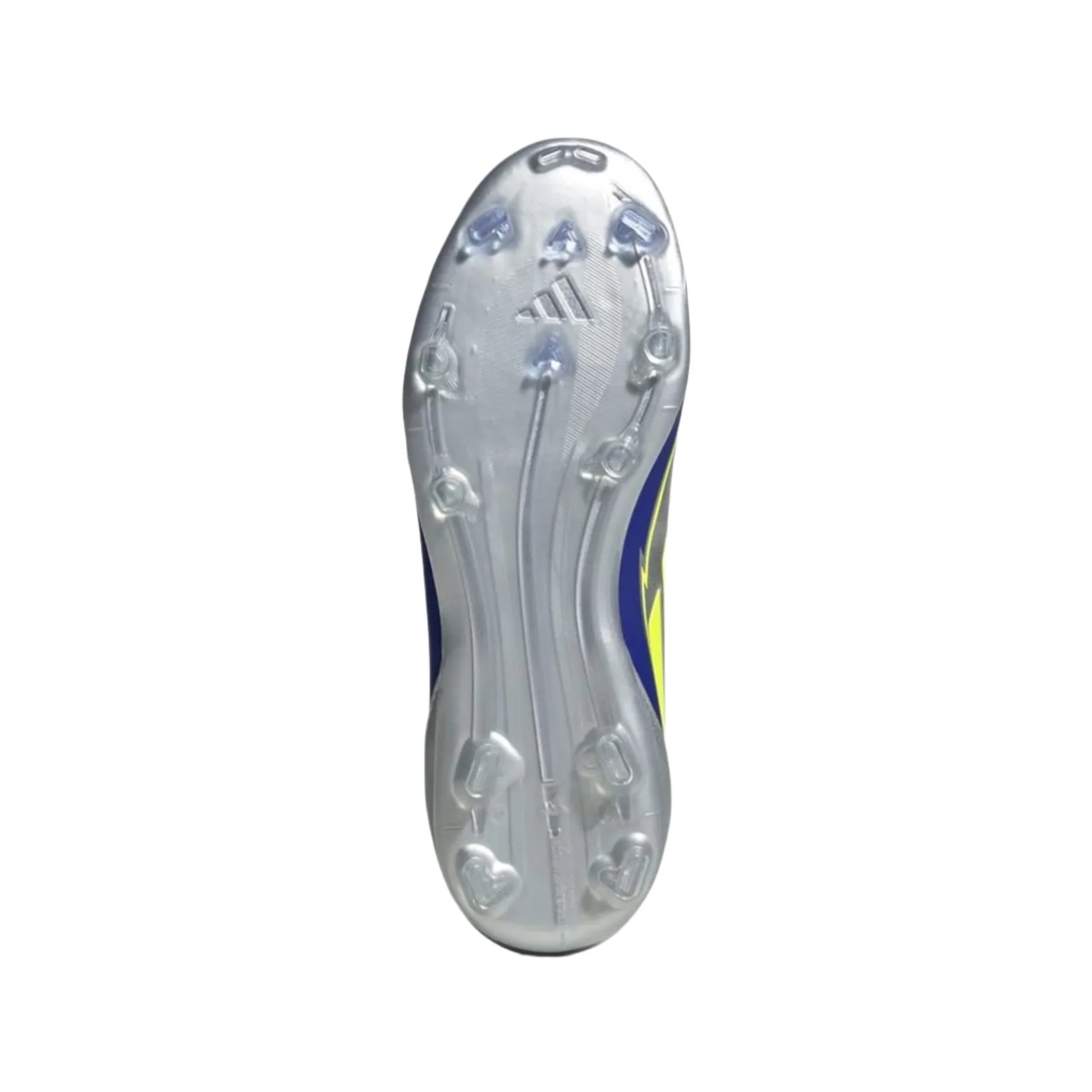 adidas Youth Jr. F50 Messi League FG/MG J Socce Cleats (Silver Metallic/Solar Yellow/Lucid Blue)