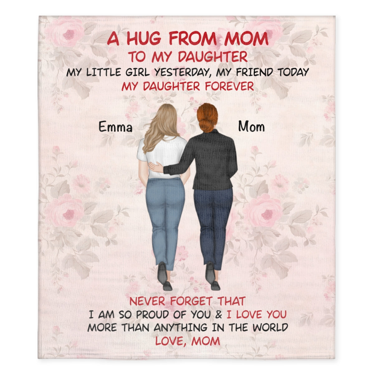 A Hug From Mom - Personalized Custom Fleece Blanket