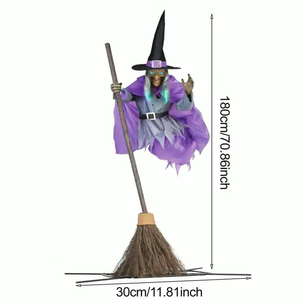 Halloween Outdoor Decoration Floating Witch Prop Broomstick Display