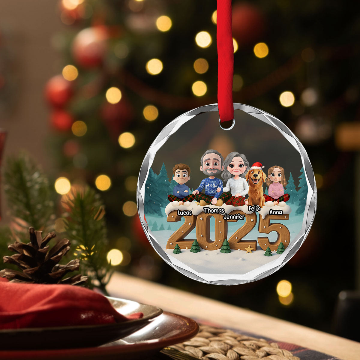 As A Family Onwards Extended Ver - Personalized Custom 3D Effect Glass Ornament