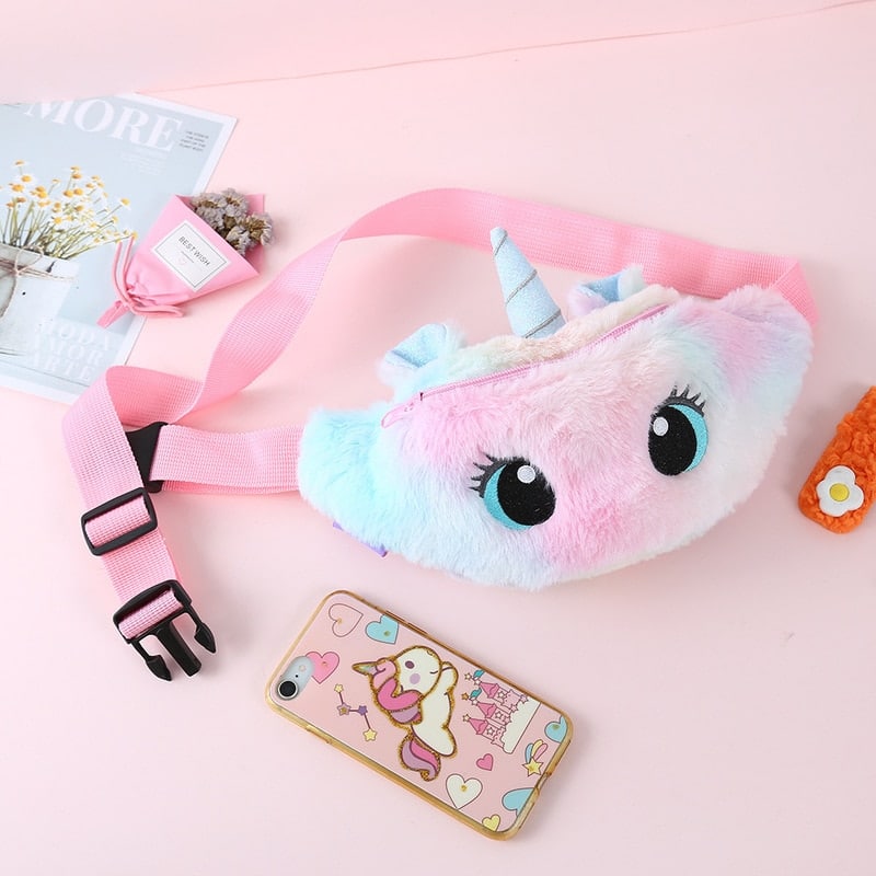 Kids Bum Bag with Plush Unicorn Design