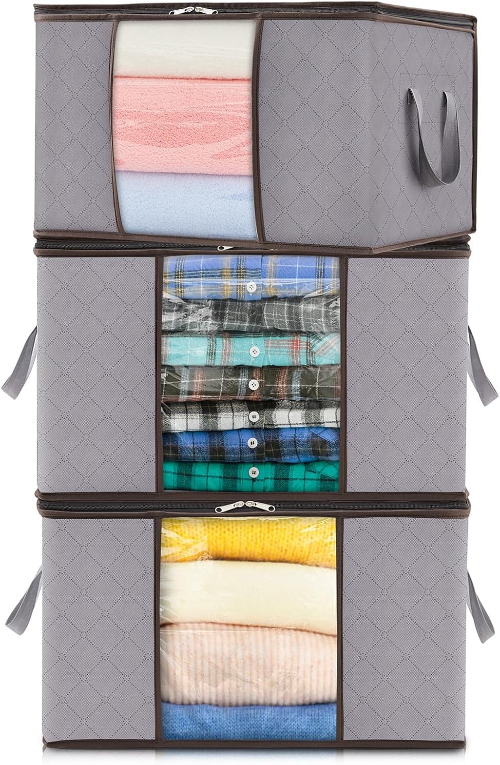 Storage Boxes with Handles for Clothes Organization