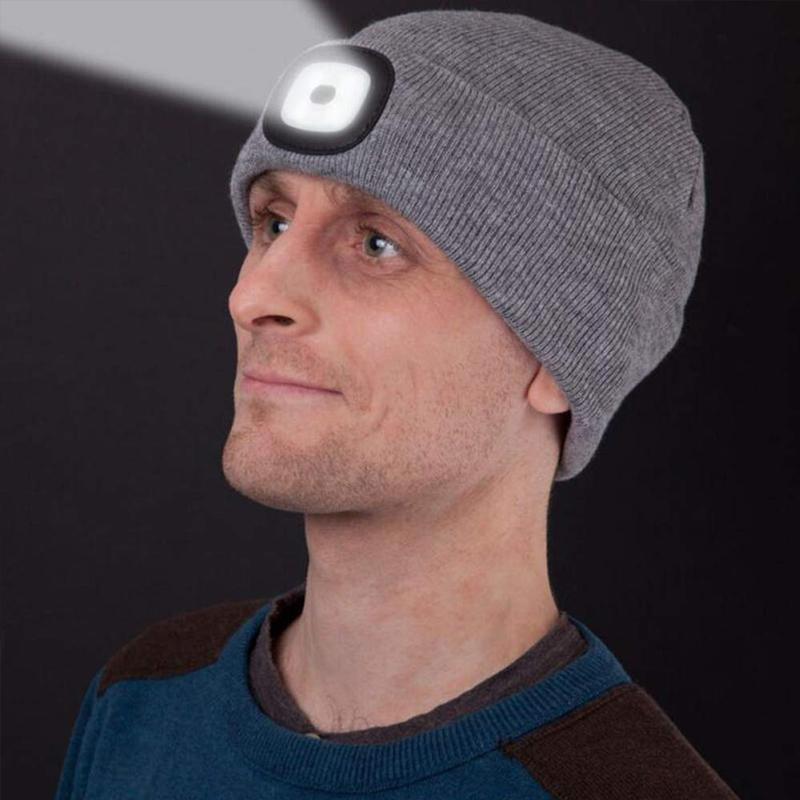 Beanie Hat with Rechargeable LED Headlight